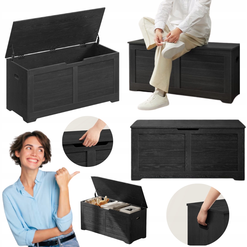 Drevená skrinka Pufa s úložným priestorom Sedadlo Kontajner na hračky Topánky Loft