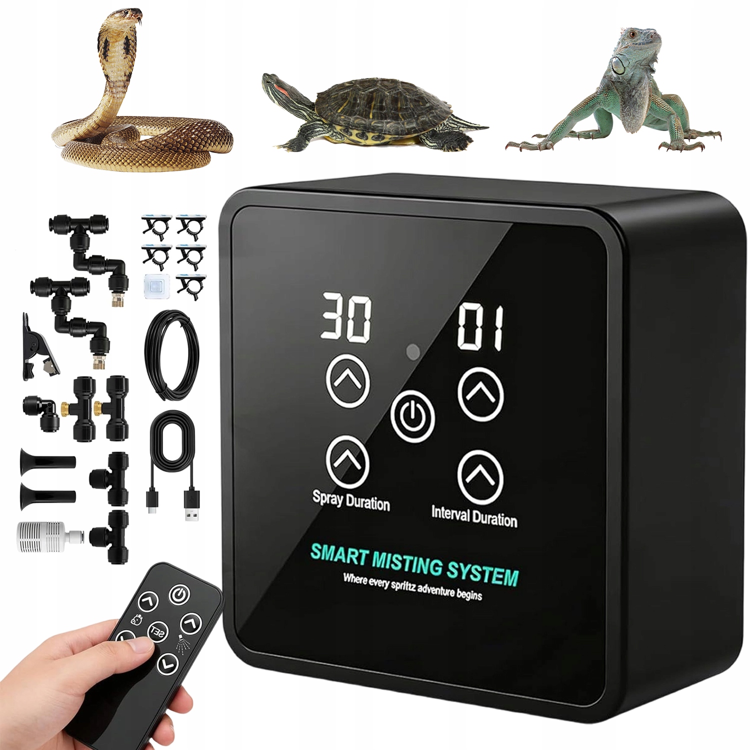 Zvlhčovač Pro Plazy Reptile Mister Spray Systém Zástrčka Solidní Ovládání