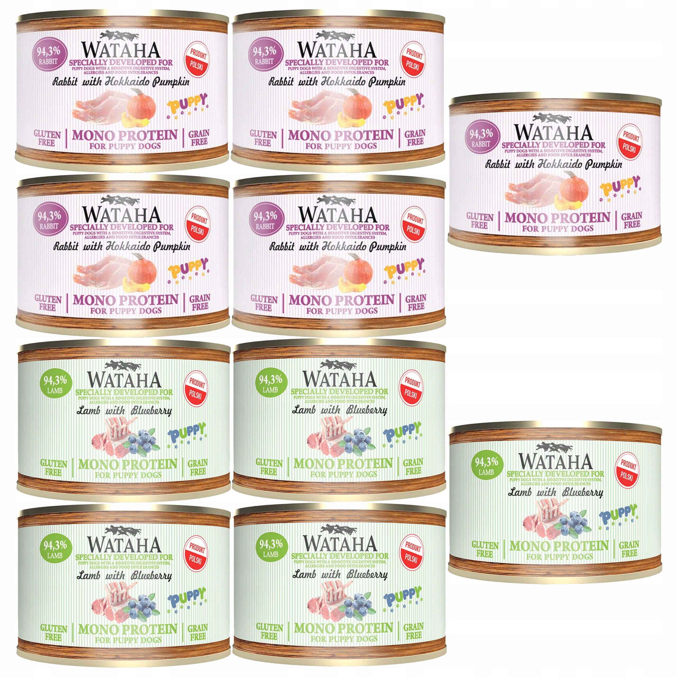 Wataha Mono Puppy vlhké krmivo pro štěňata Mix chutí 10 x 185 g