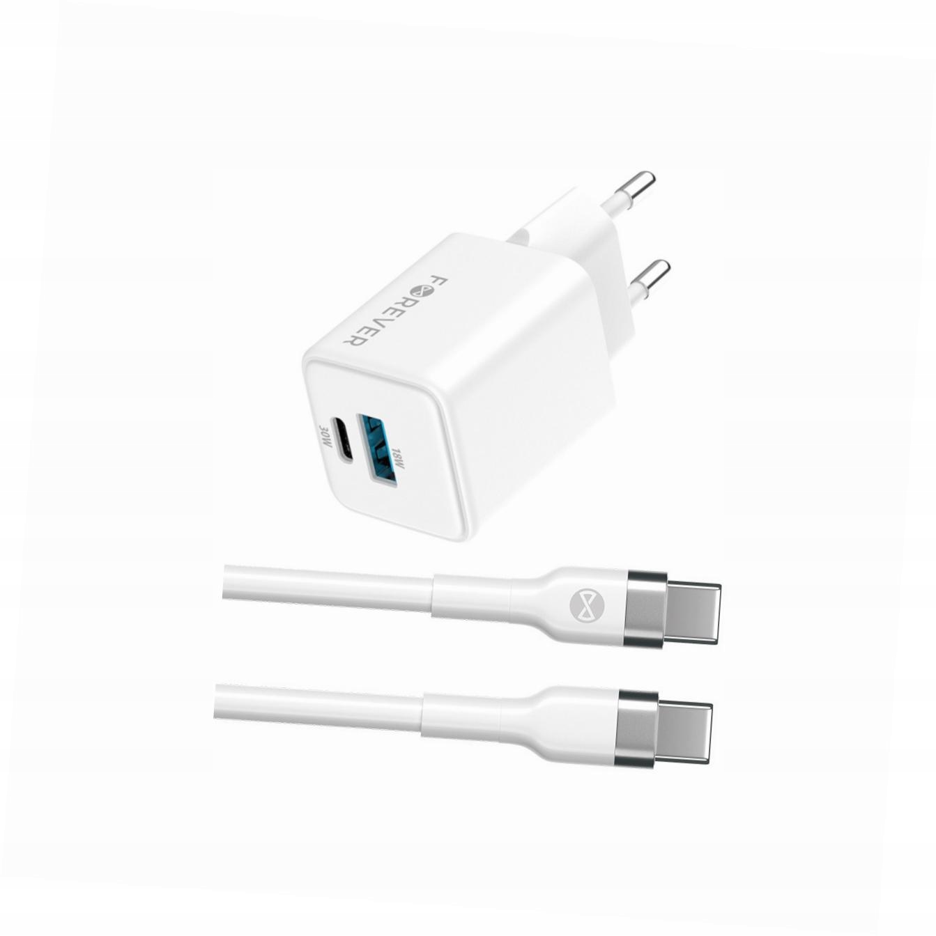 Szybka ładowarka GaN 30W 2 wejścia Usb i Usb-c z kablem do Oppo Reno 12F 5G