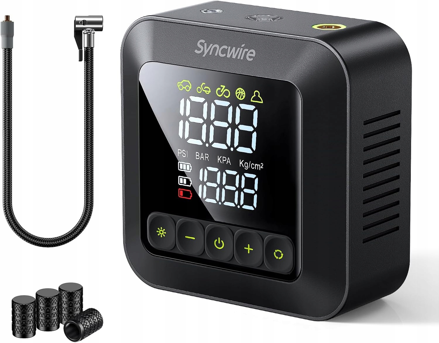 Kompresor Vzduchový Kompresor Prenosný Syncwire Mini LCD 10,35 Bar DC12V