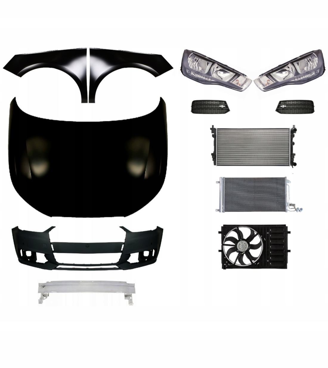 Audi A1 14-18 Zderzak Pas Maska Belka ZESTAW CZĘŚCI