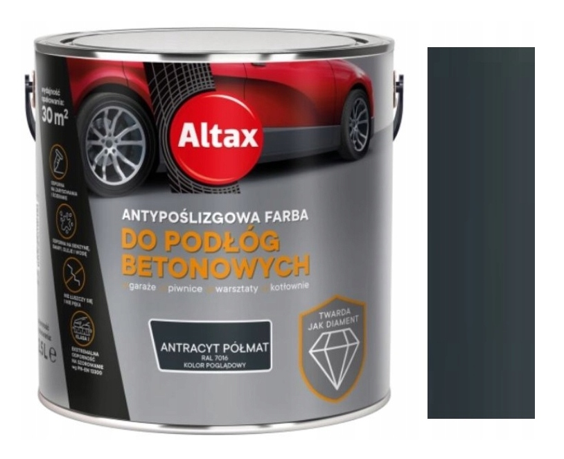 Altax Farba Antypoślizgowa Do Podłóg Betonowych Antracyt R7016 Półmat 2.5L
