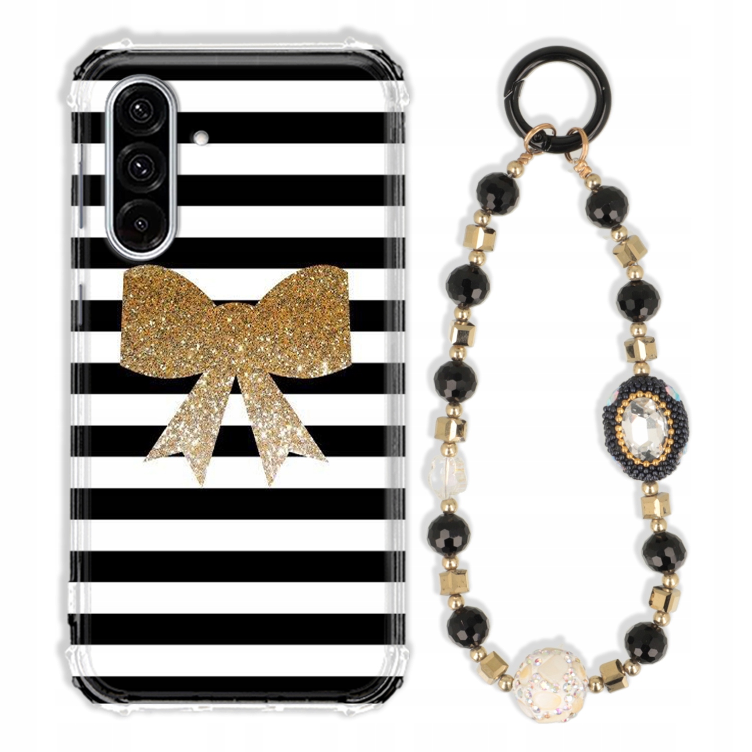 Puzdro Na Samsung A36 5G Antishock Zirkóny Čierno Zlaté Odolné| Silné