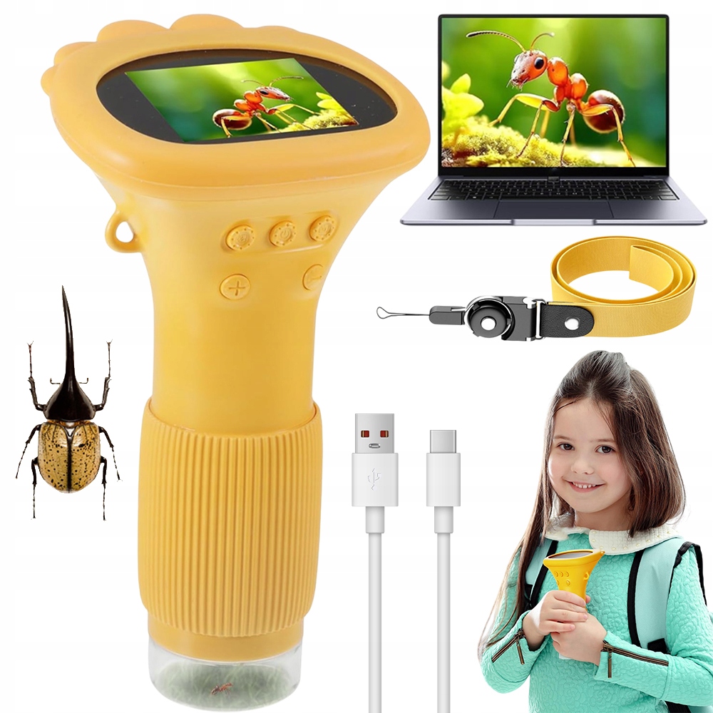 Mini Digitální Mikroskop Pro Děti 3 Nastavitelné Úrovně 1000X Snadné Použití
