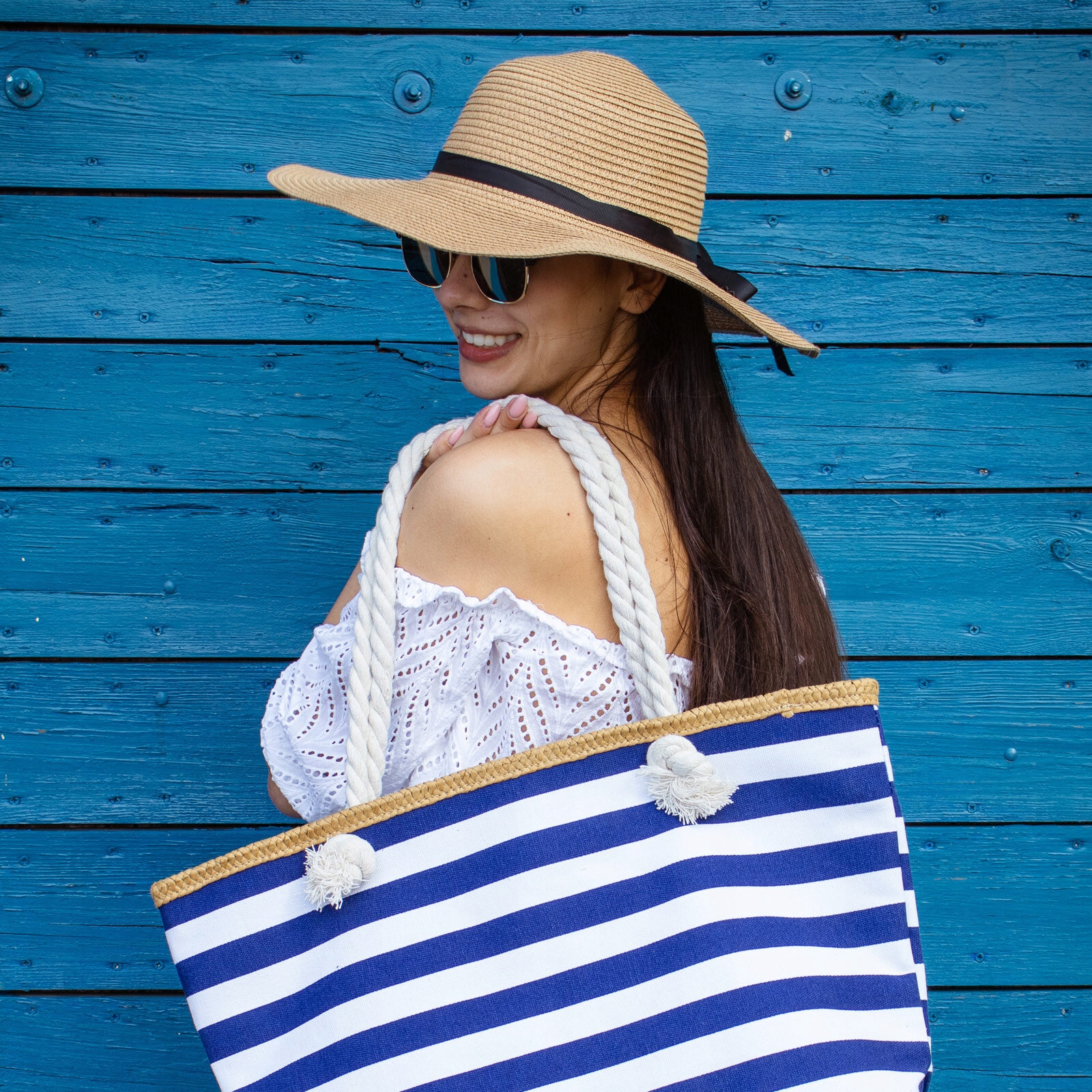 KAPELUSZ na lato SŁOMKOWY duże rondo SŁOMIANY letni DAMSKI kokarda Materiał dominujący inny