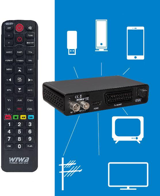 Tuner DVB-T T2 WIWA H.265 HEVC MPEG-4 TXT LITE Model H.265 LITE