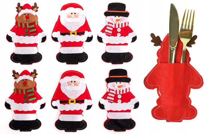 

Świąteczne etui pokrowce na sztućce święta 6 szt