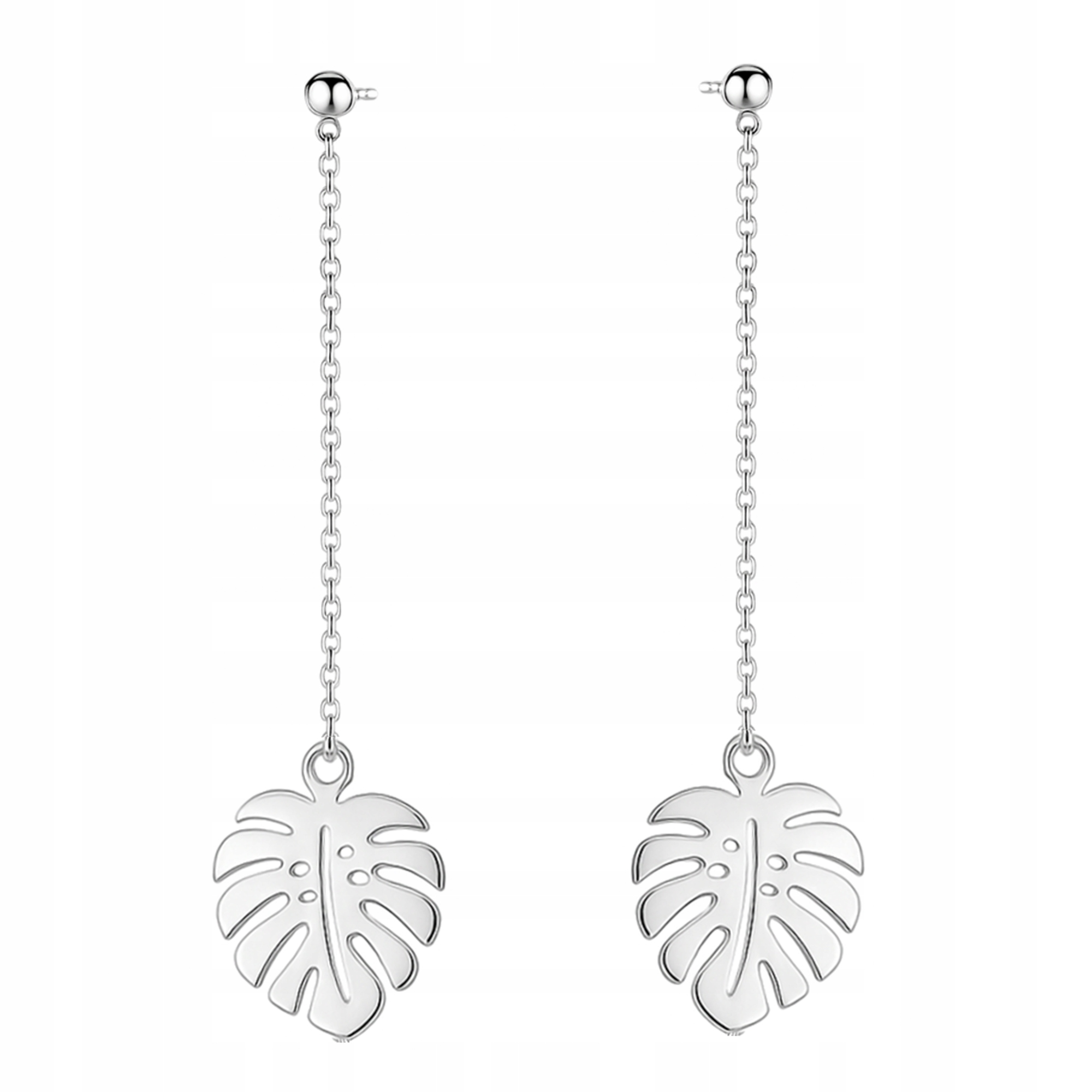 Stříbrné dlouhé náušnice Monstera symbol míru Stříbro 925