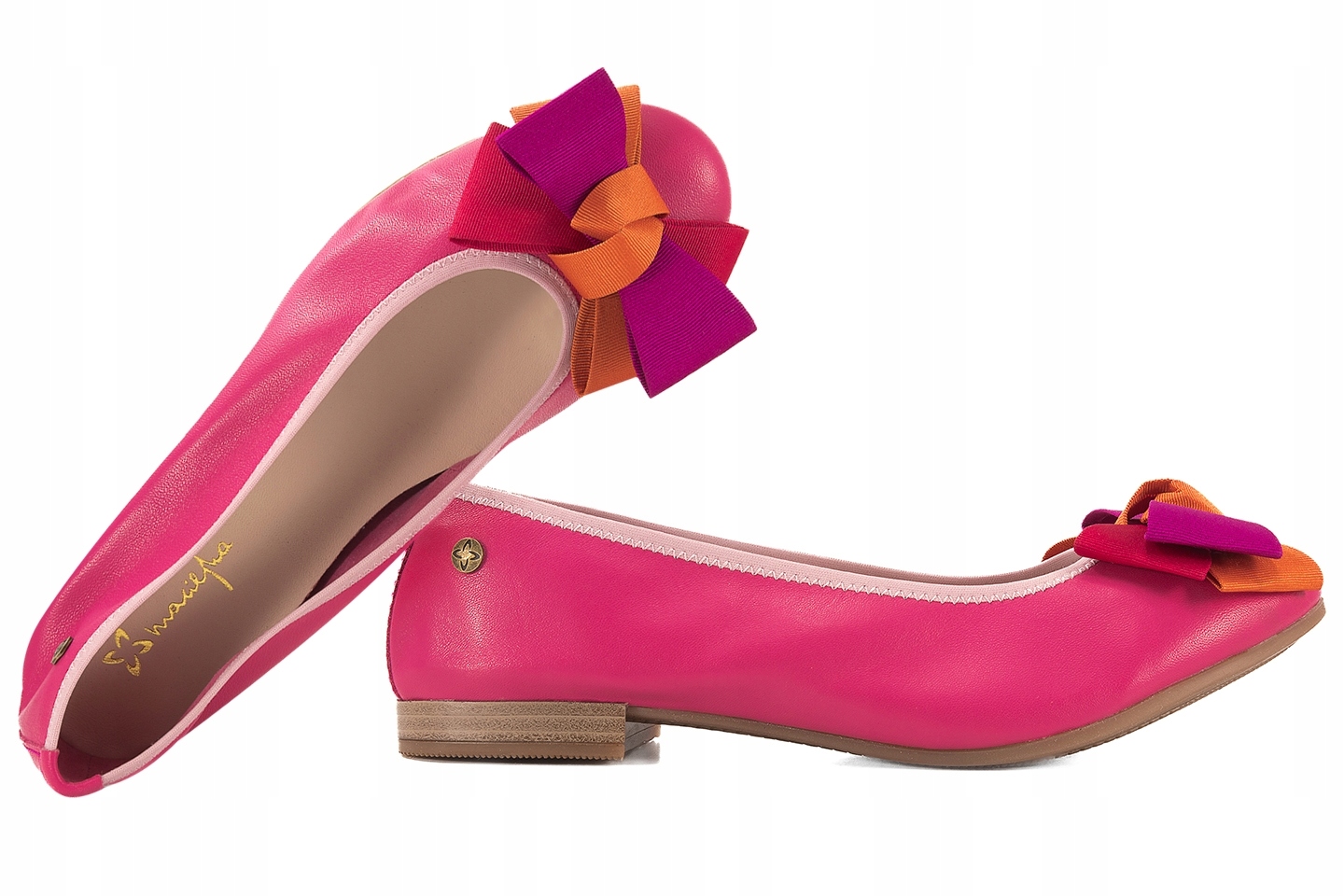 Maciejka P6801-15/00-0 Balerínky Polobotky Kožené Baleríny růžové 40 Růžová