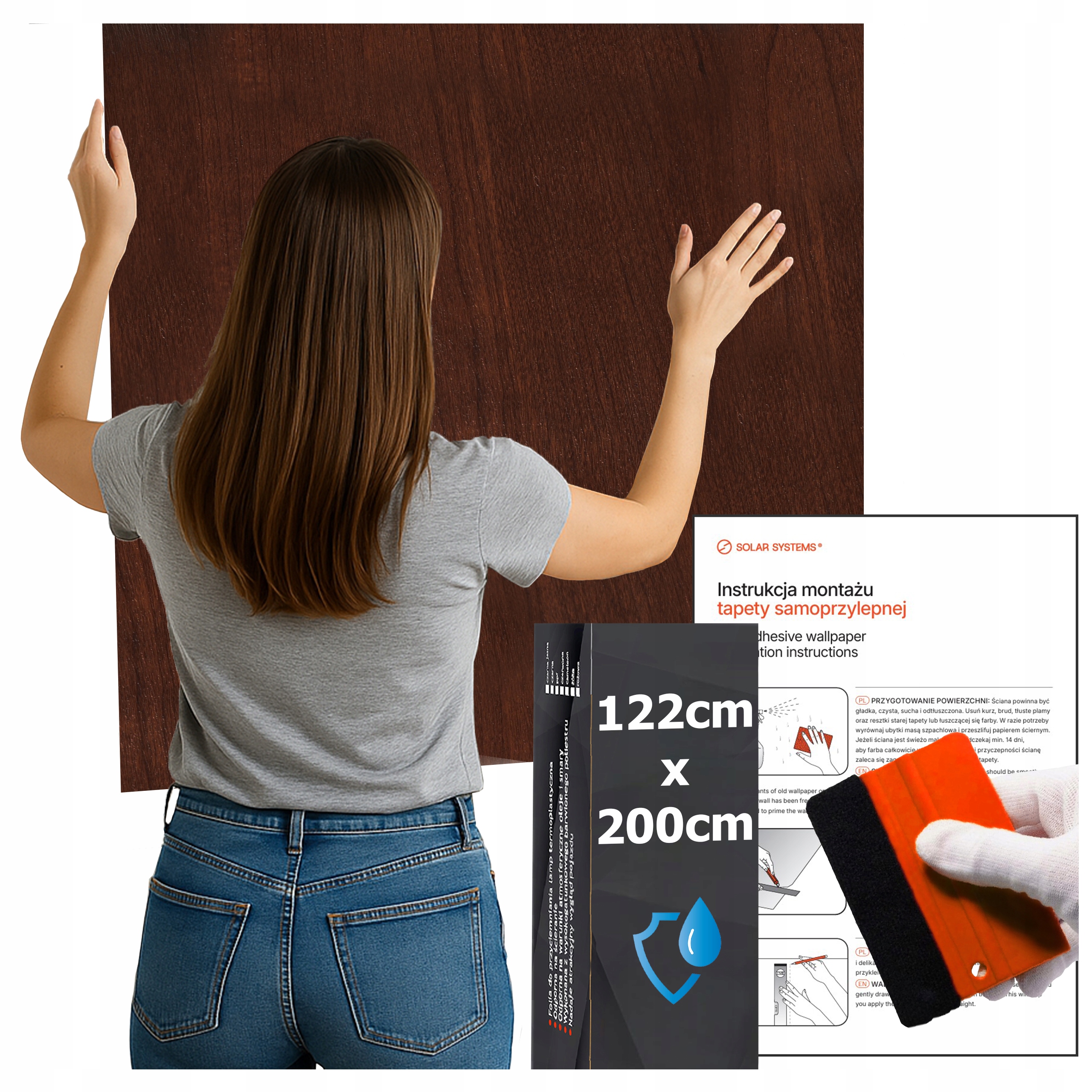 Tapeta Samolepicí Vodotěsná do kuchyně na zeď Nábytek Červené dřevo