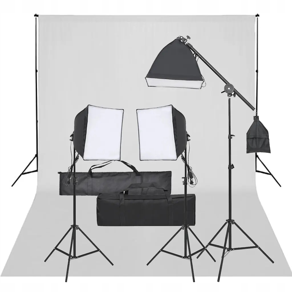 Fotograficzny zestaw studyjny z lampami i tłem