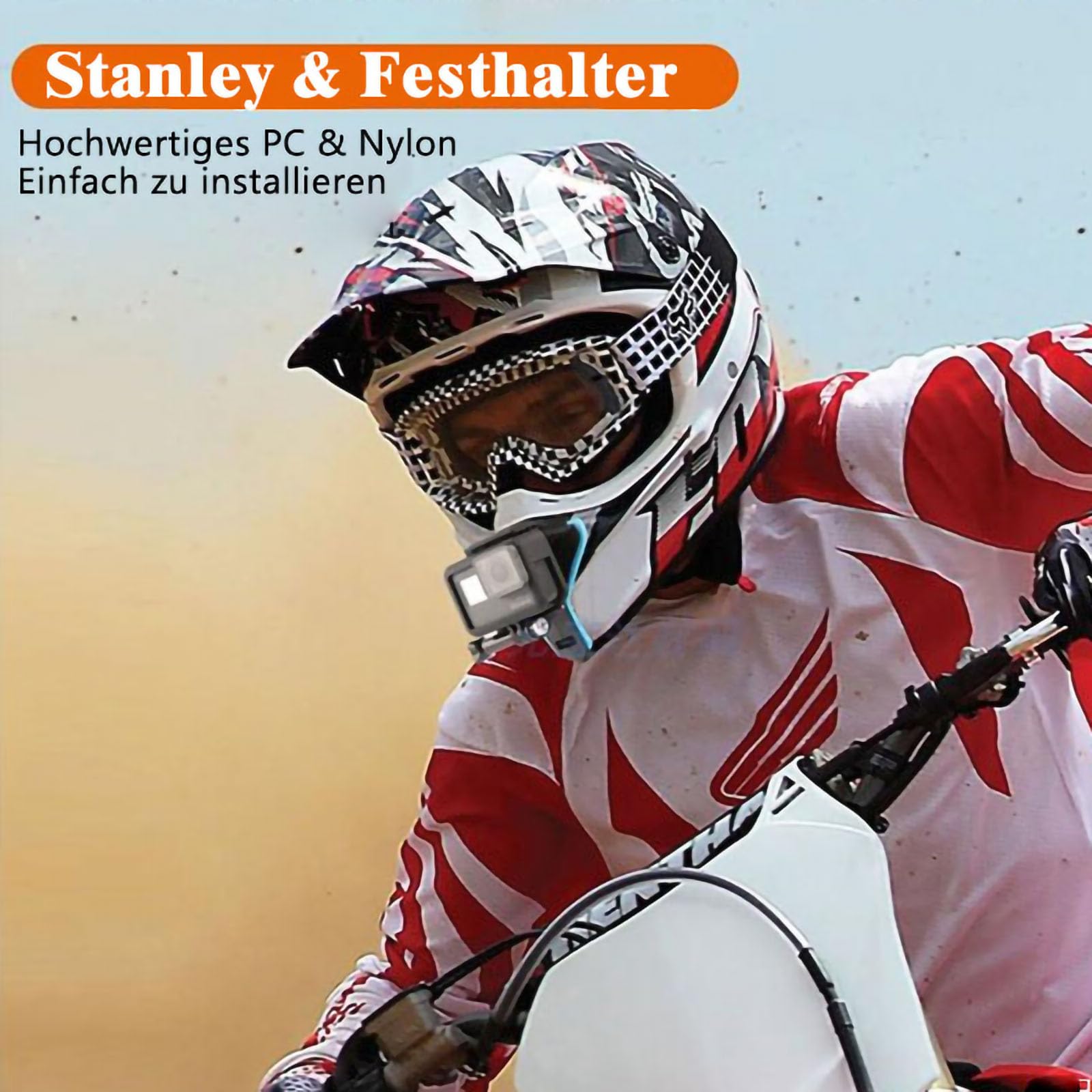 CLKE Uchwyt Na Kask Motocyklowy Do Kamer Sportowych Gopro I Innych — miniatura 7