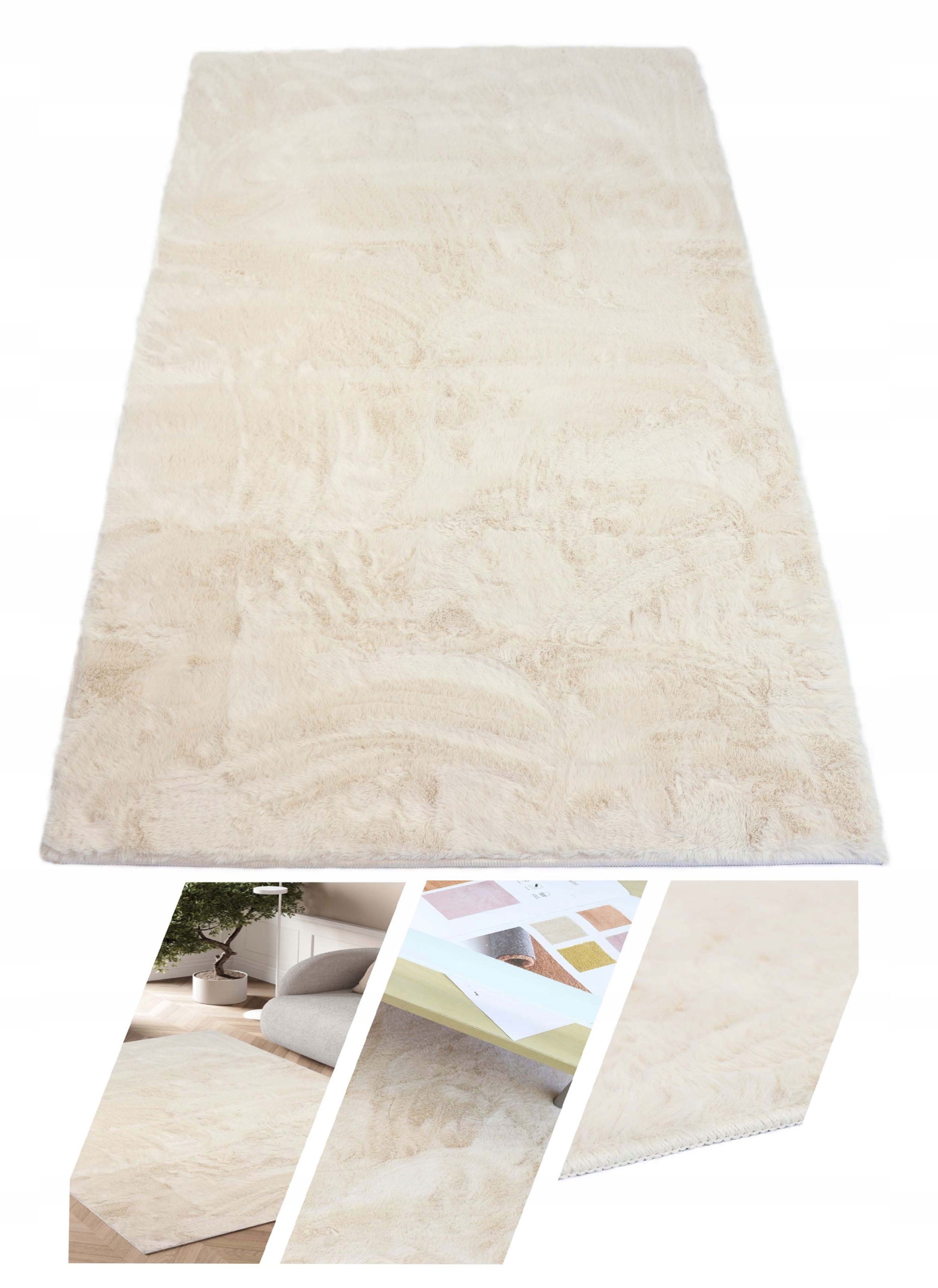 Plyšový Koberec Kožešina Králíka Měkký Sametový Rabbit Krémový 80X120 cm