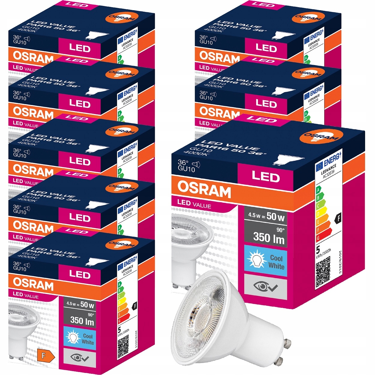 

Osram żarówka Led Halogen GU10 4,5W=50W 4000K x 8