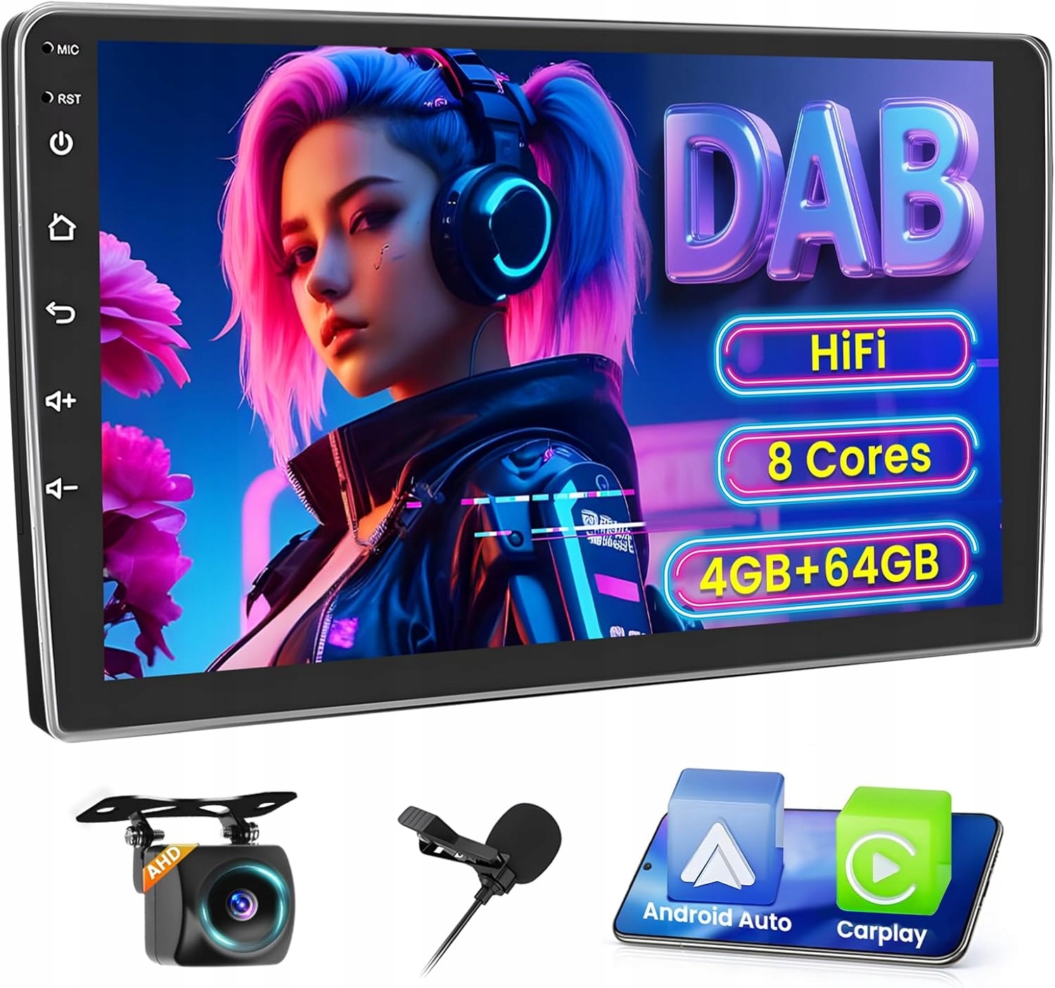 Autorádio 8-jádrové/4+64 Gb, 2 Din