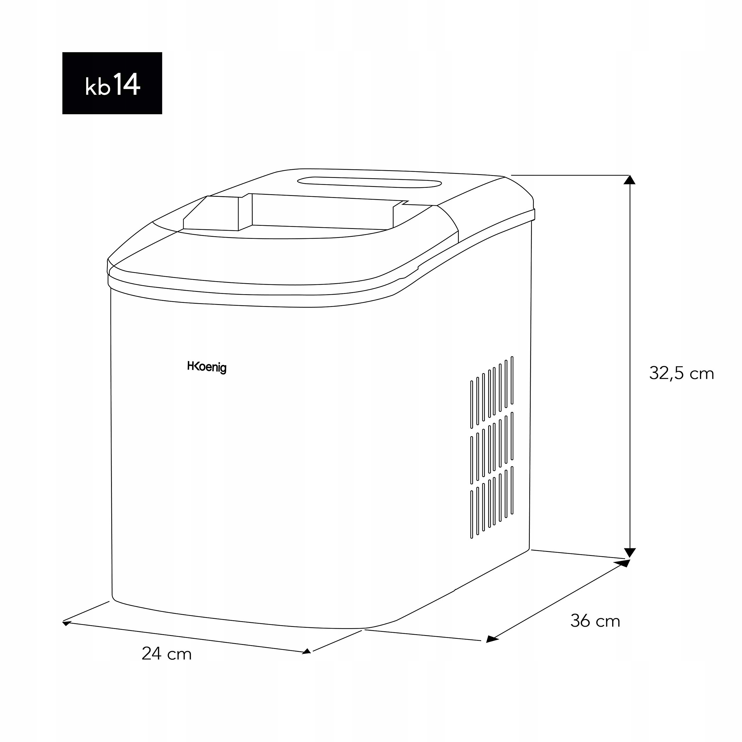 HKOENIG Maszyna Do Kostek Lodu 12kg Dziennie 2 Rozmiary 120W Srebrna — miniatura 5