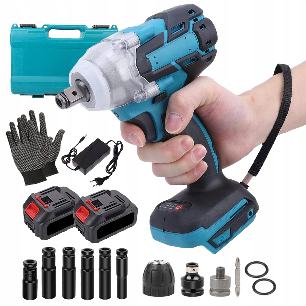 Akumulátorový Úderový Klíč Bezkartáčový Klíč Na Kola 1/2'' 2xAKU Nástavce