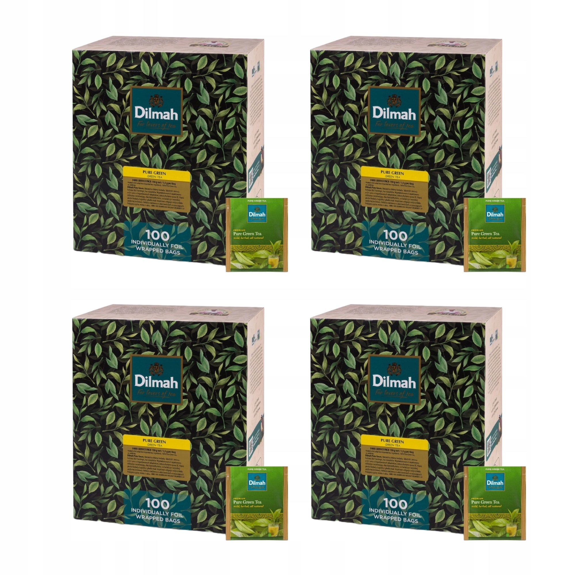 4x Herbata zielona Dilmah Pure Green Tea 100 kopert
