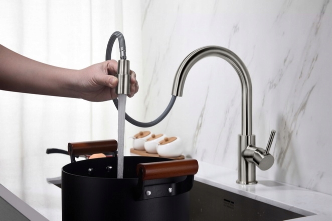 Kuchyňská Baterie S Výsuvným Výtokem, Barva Ocel