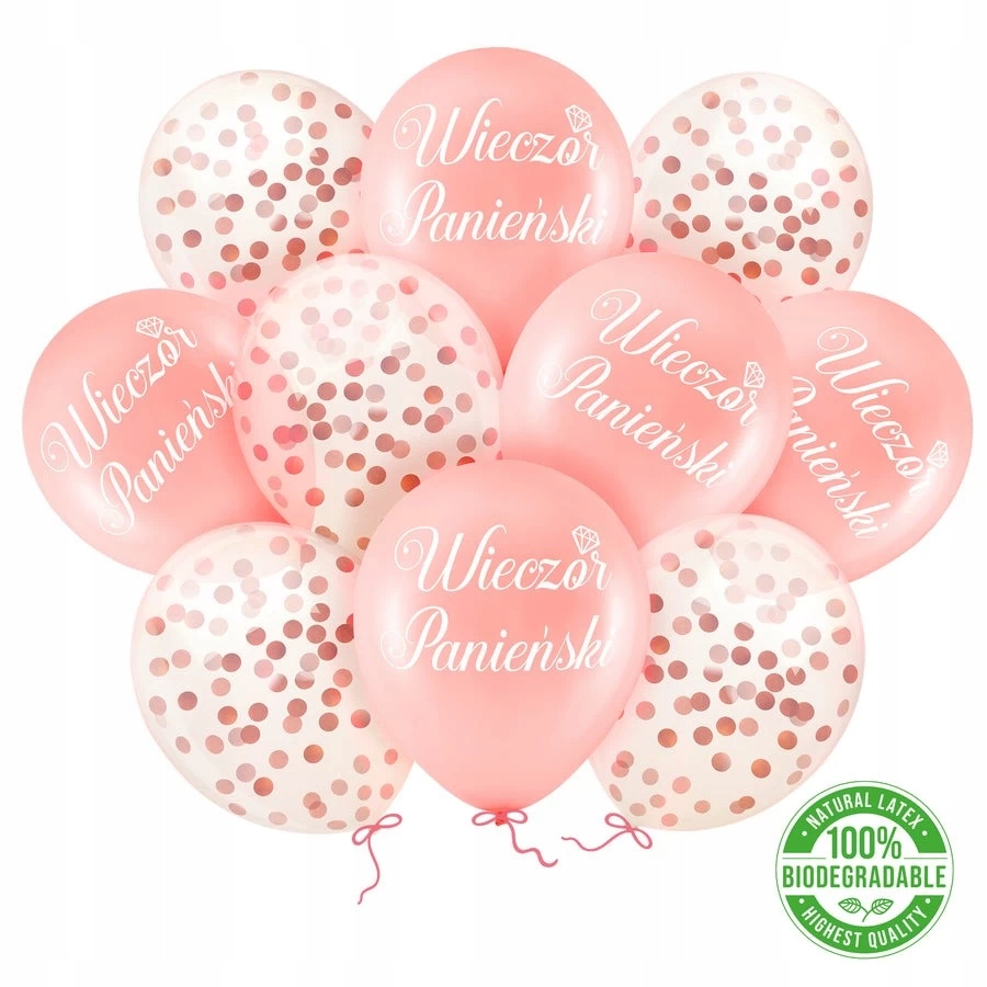 

Balony na Wieczór Panieński rose gold z konfetti