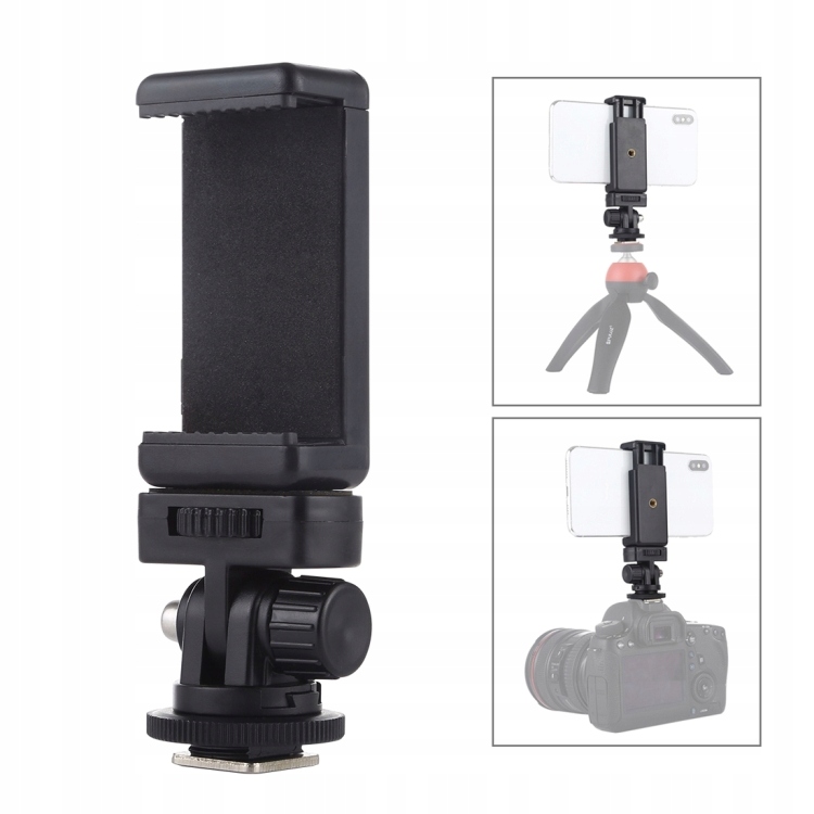 1/4 inch Screw Thread Cold Shoe Mount with Phone Clamp