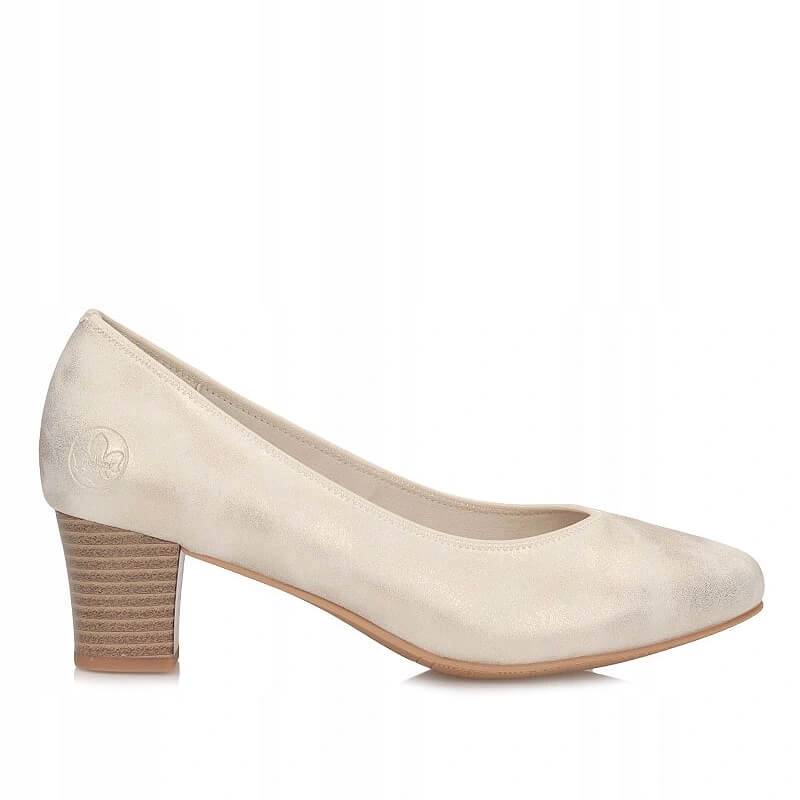 Czółenka damskie Rieker 44650-91 beżowe na obcasie