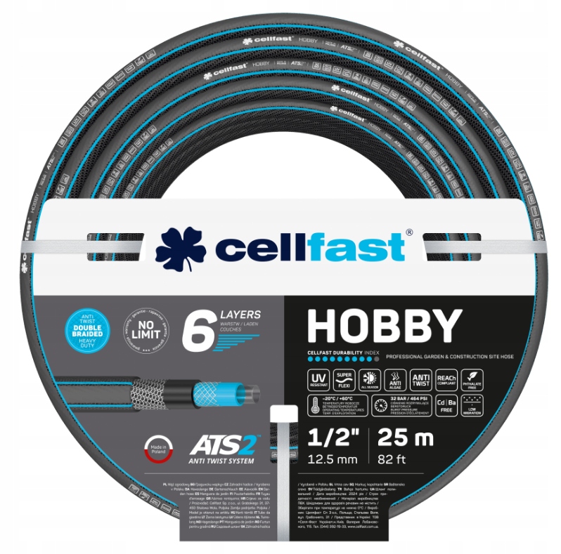 Wąż Ogrodowy Hobby ATS2 1/2' 25MB 16-200 Cellfast