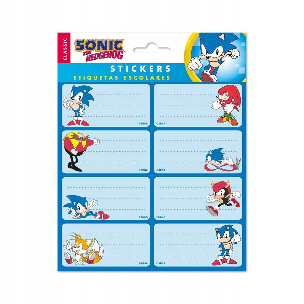 

Jeż Sonic naklejki na zeszyt 16szt Do Opisywania