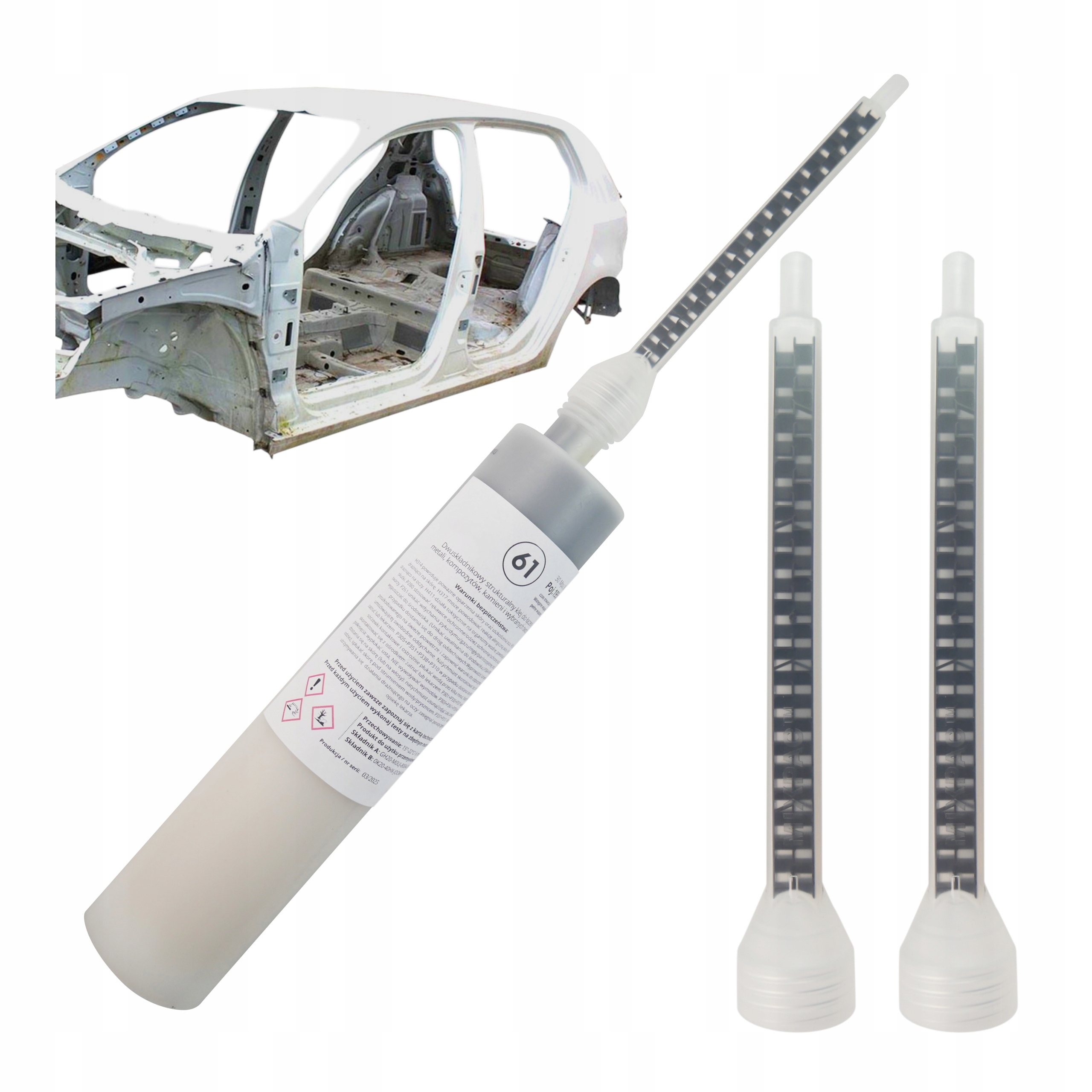 Lepidlo na karoserii automobilu dvousložkové 195 ml na kov Mixéry 2ks