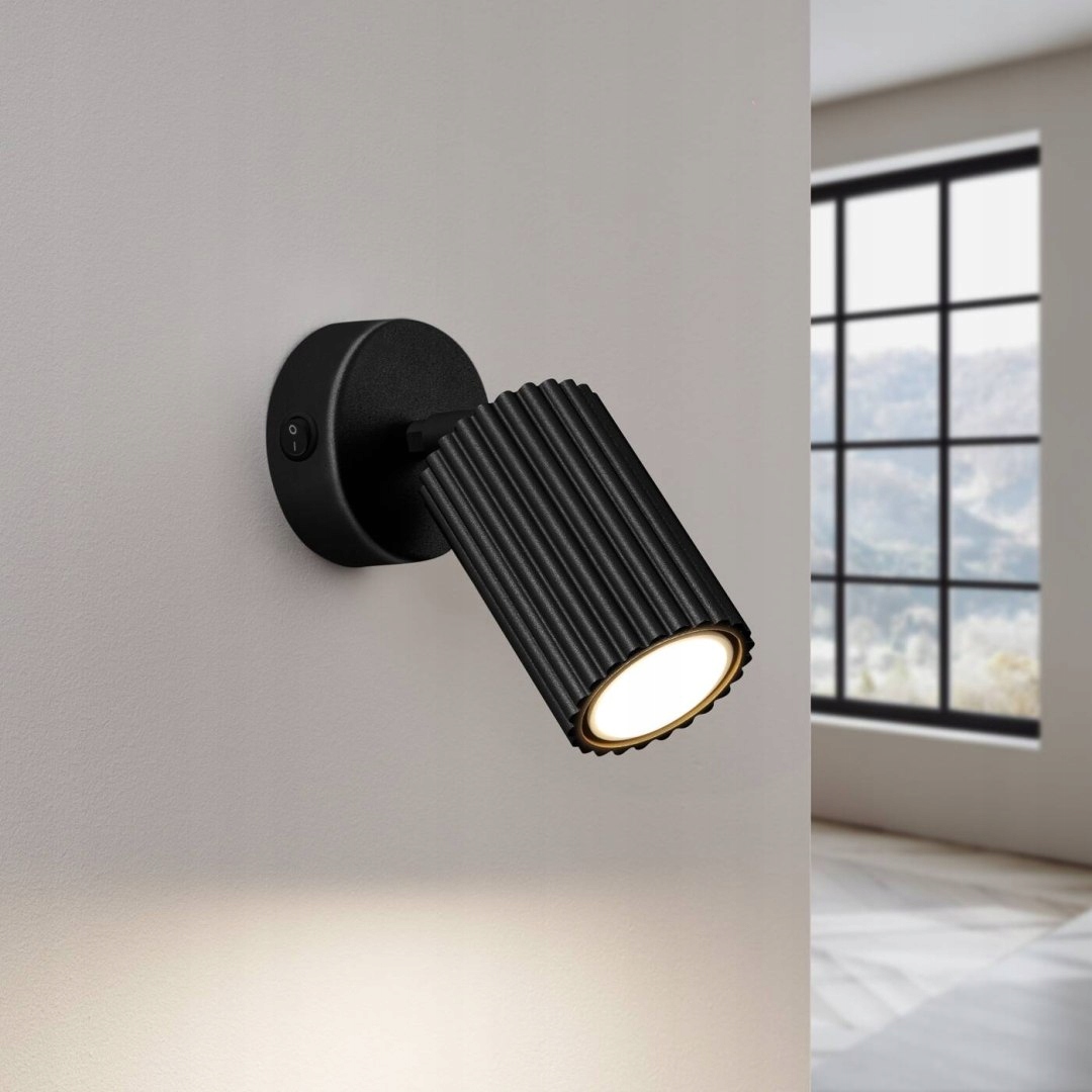 Lampa Ścienna Kinkiet Karbon czarny z włącznikiem