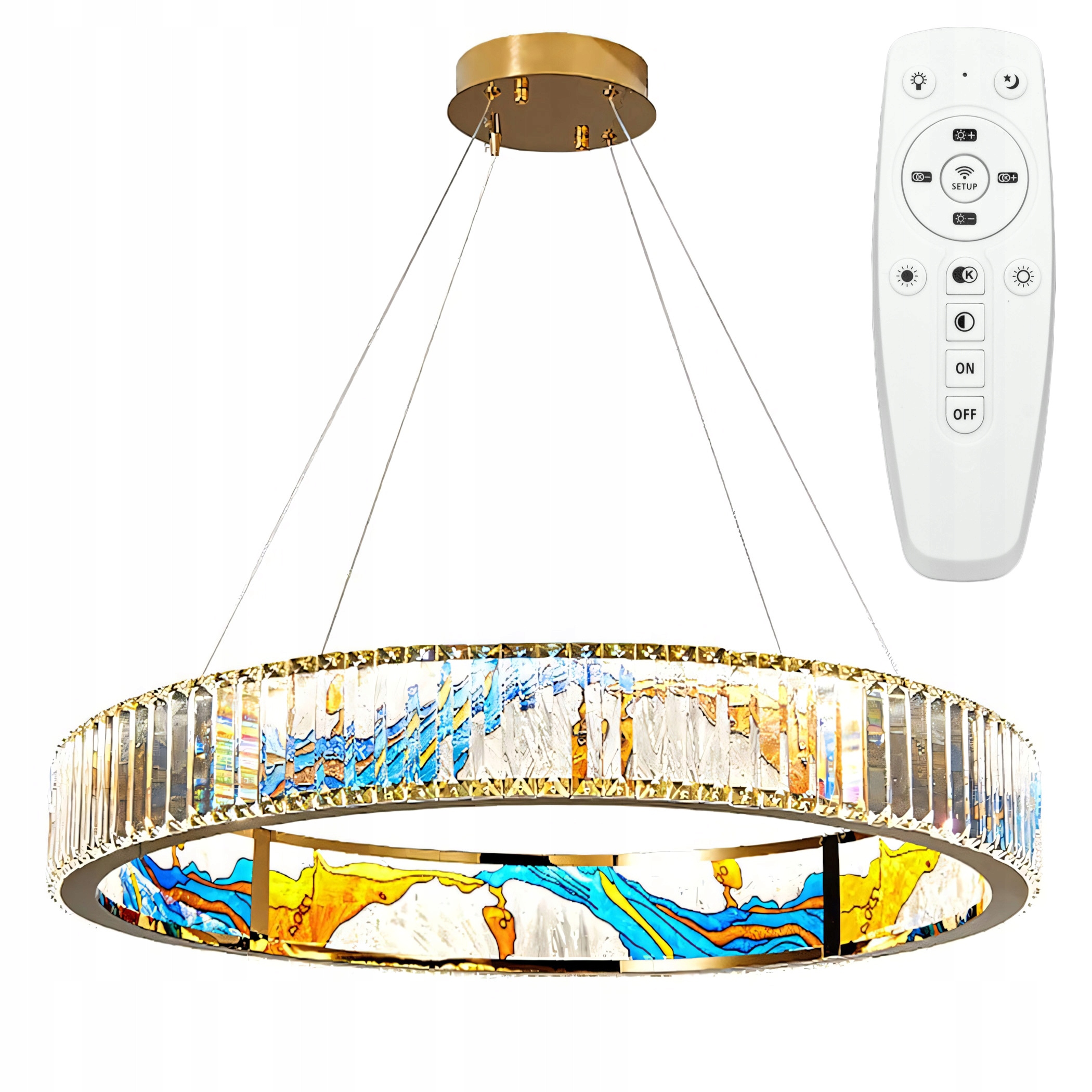 Lampa APP1748 Led złota kryształowa żyrandol 60 pilot