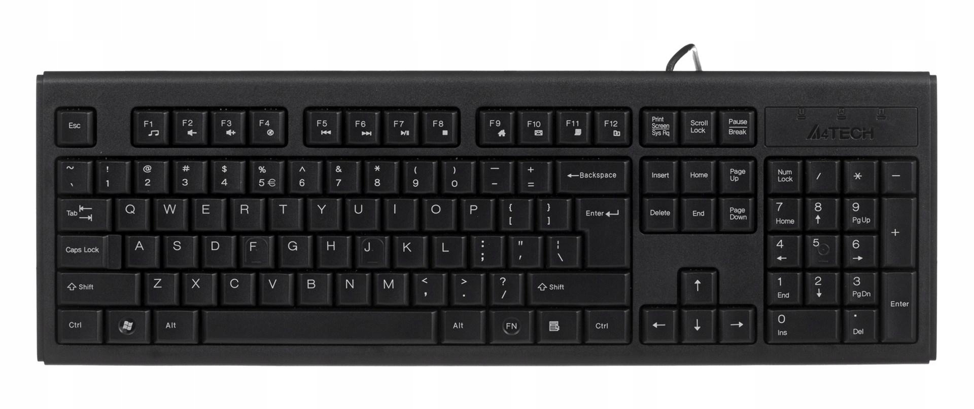 Klawiatura membranowa A4 Tech KR-83 A4TKLA42925 Usb 2.0 Us kolor czarny