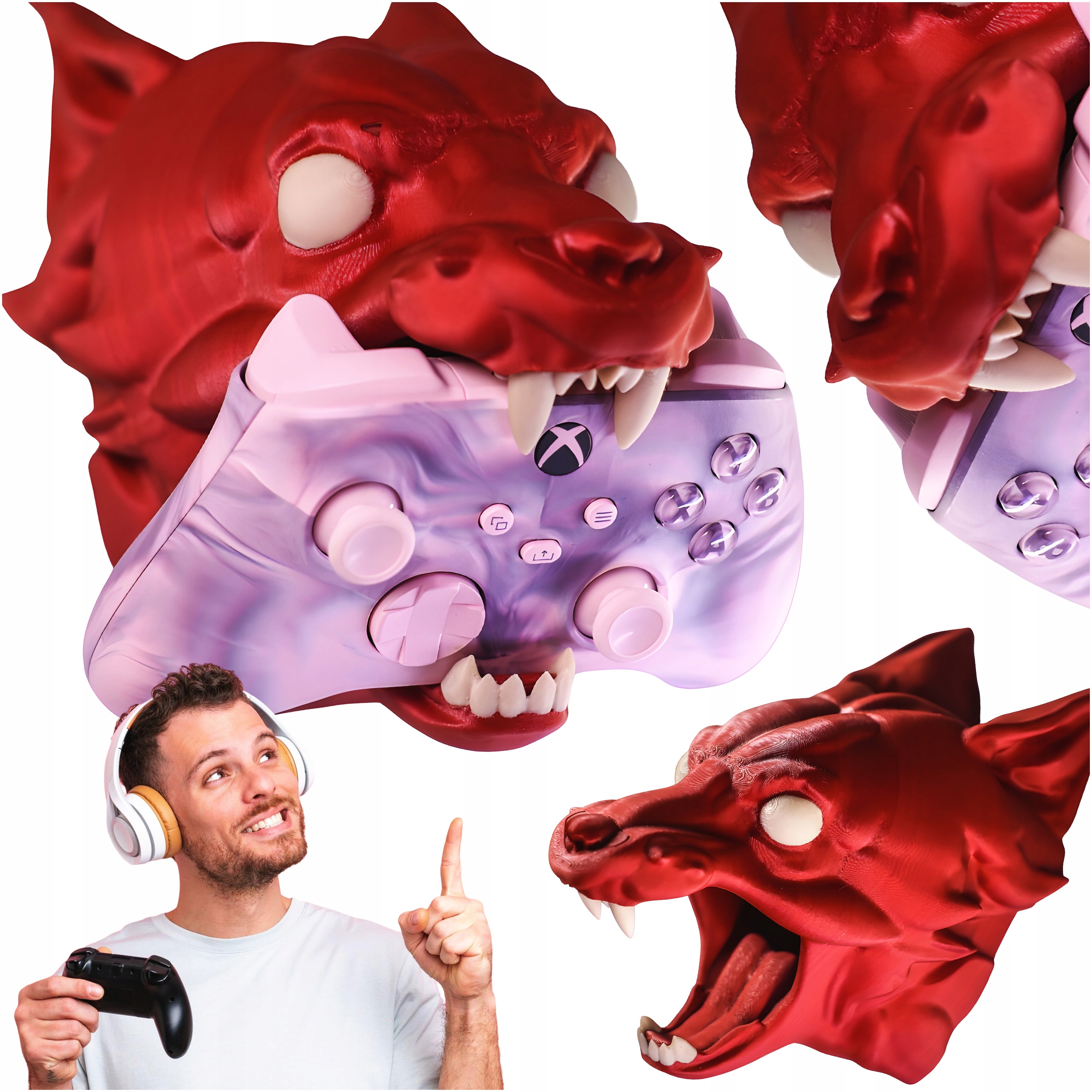 Podstavec Držák Stojan Na Pad Xbox Series S X Červeným Závěsným Vlkem