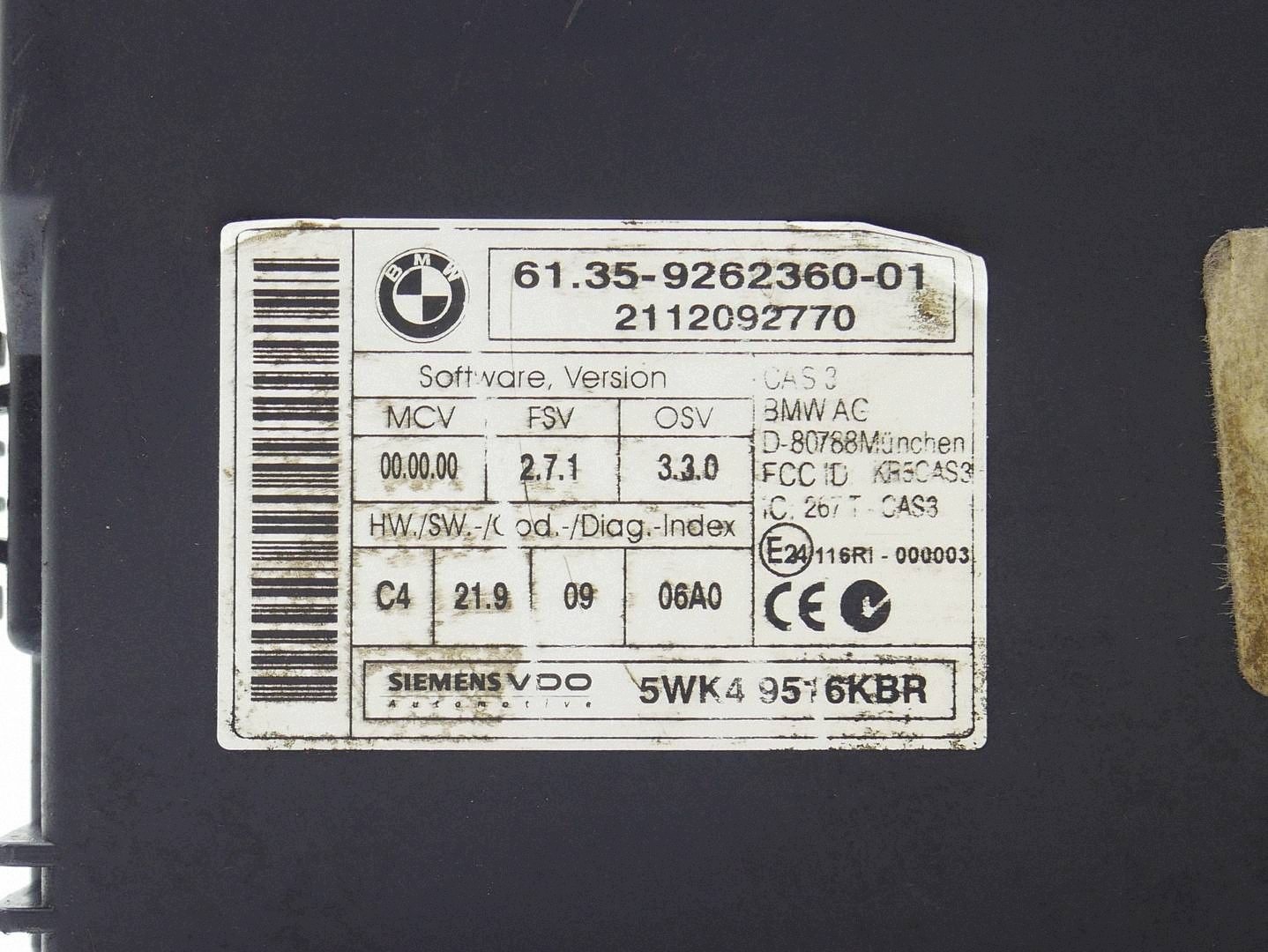module unité de commande électronique uce CAS BMW X5 E70 X6 E71 9262360
