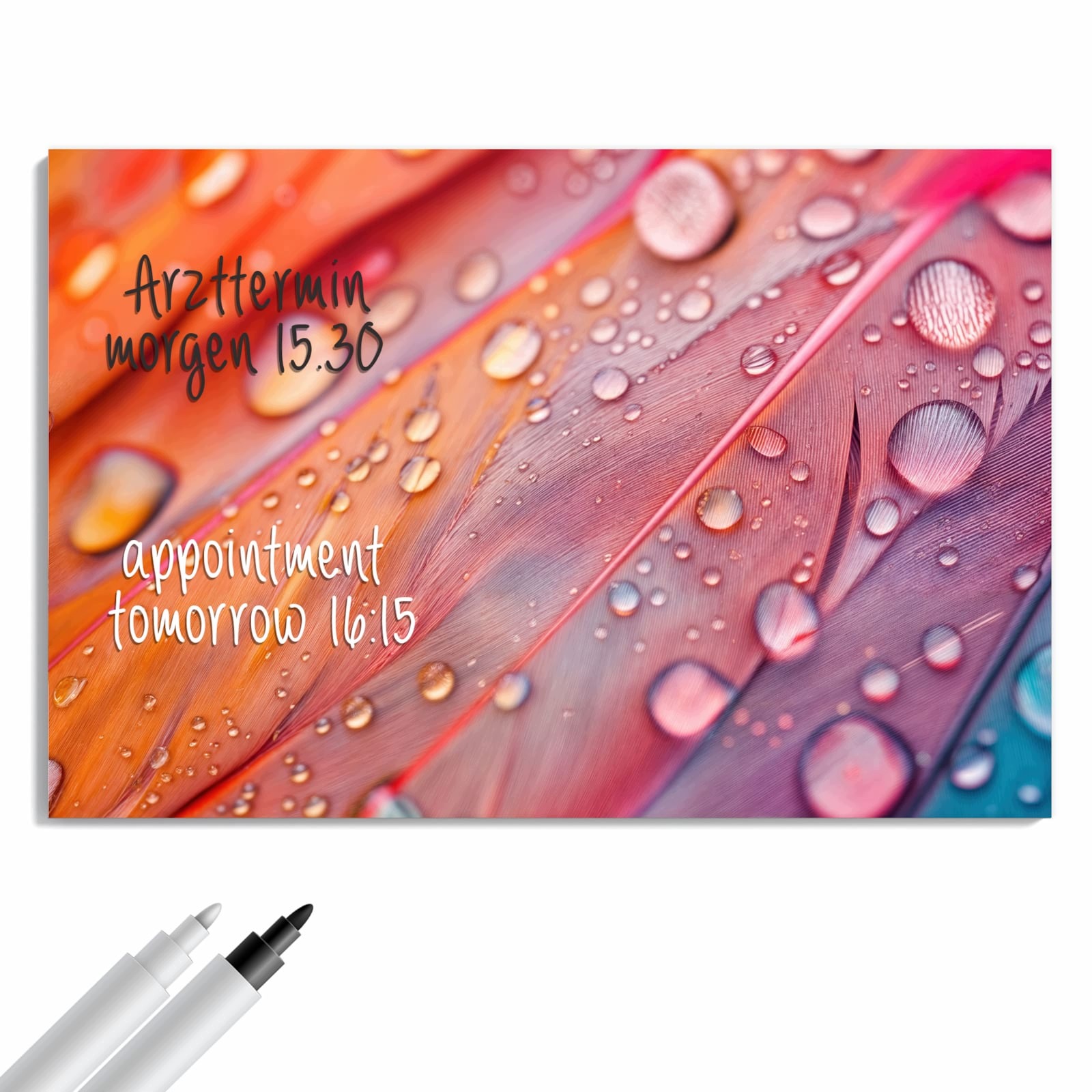Magnetická tabule Kapky vody Peří 90 × 60 cm