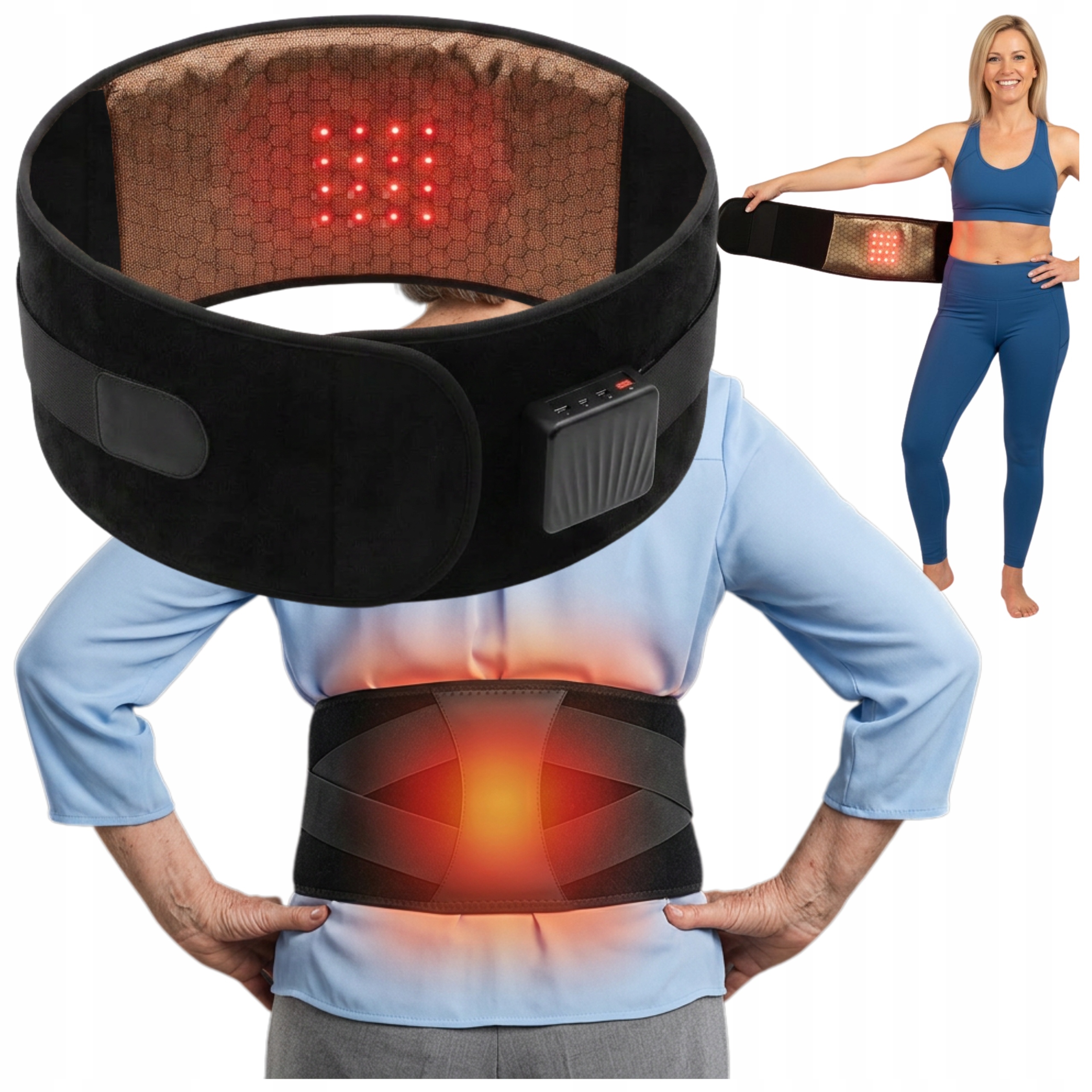 Pas na kręgosłup lędźwiowy masażer Ir grzewczy infrared wibracje plecy L/XL