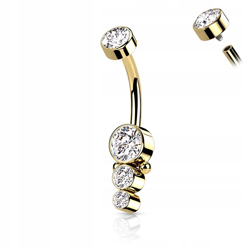 

Kolczyk do pępka z kryształkami 1,6/10 złoty