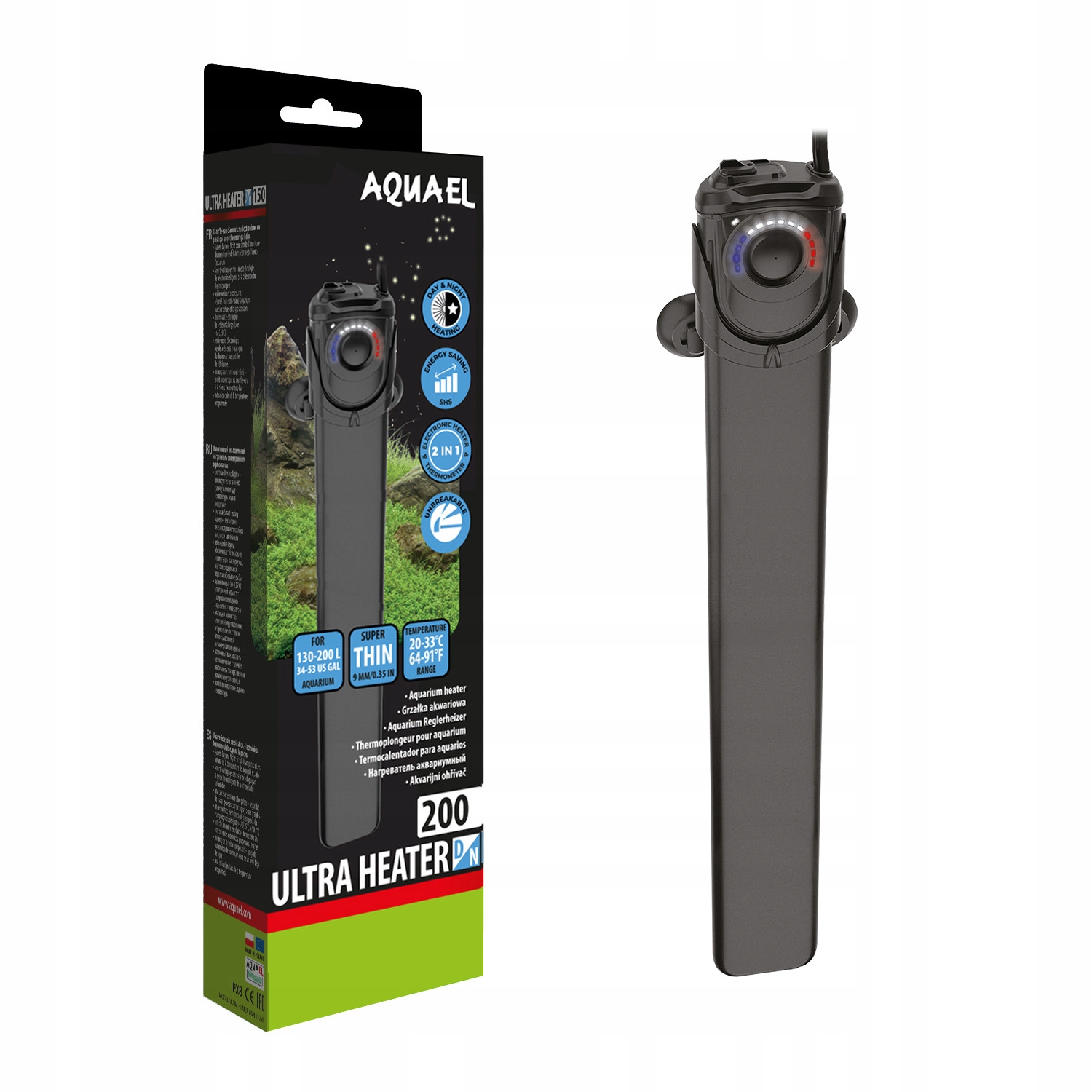 Levně Aquael Ultra Heater Day & Night 200W Ohřívač s termostatem do akvária