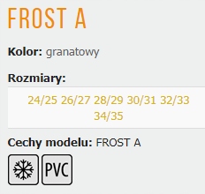ŚNIEGOWCE DZIECIĘCE FROST DEMAR 24-35 Długość wkładki wew. 22.5 cm