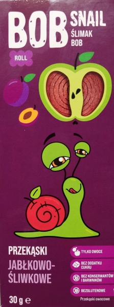 ŚLIMAK Bob Snail ROLL ZAWIJAS jabłko-śliwka 30g PRZEKĄSKA OWOCOWA NATURALNA