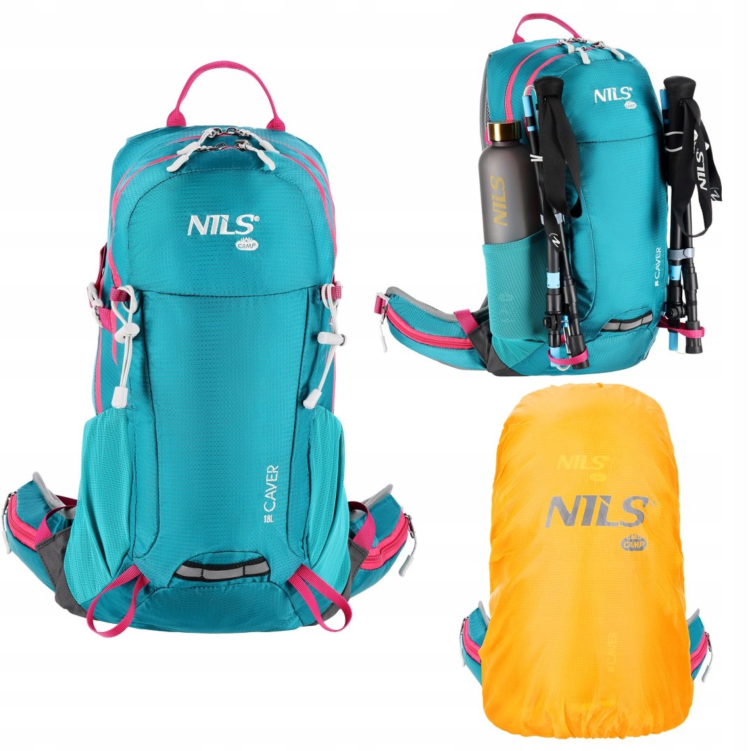 Turkusowy Plecak Turystyczny Wycieczkowy 18L Na Bukłak Górski Trekkingowy