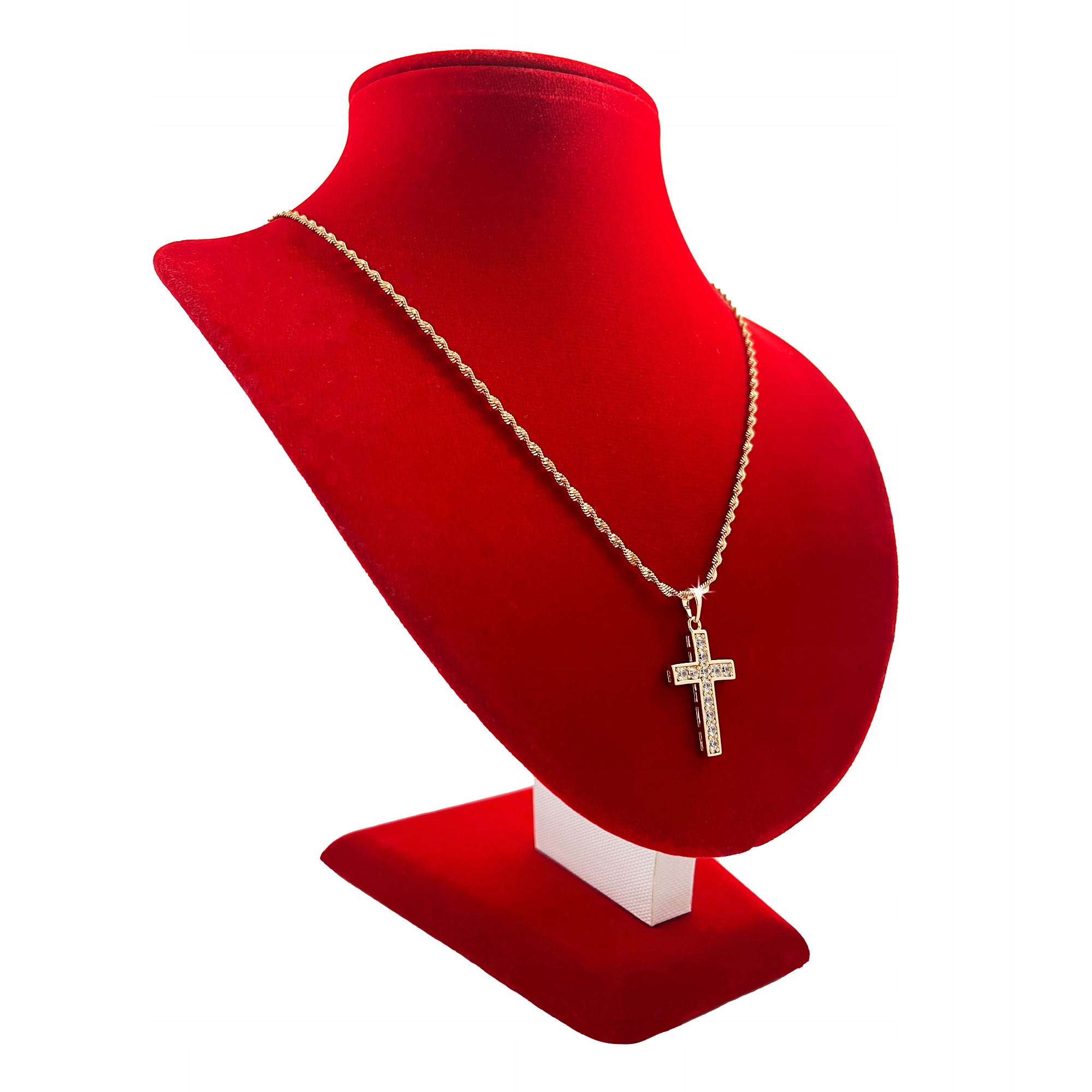 ZŁOTY ŁAŃCUSZEK + KRZYŻYK 18K STAL CHIRURGICZNA NA PREZENT + GRAWER GRATIS Materiał Pozłacany