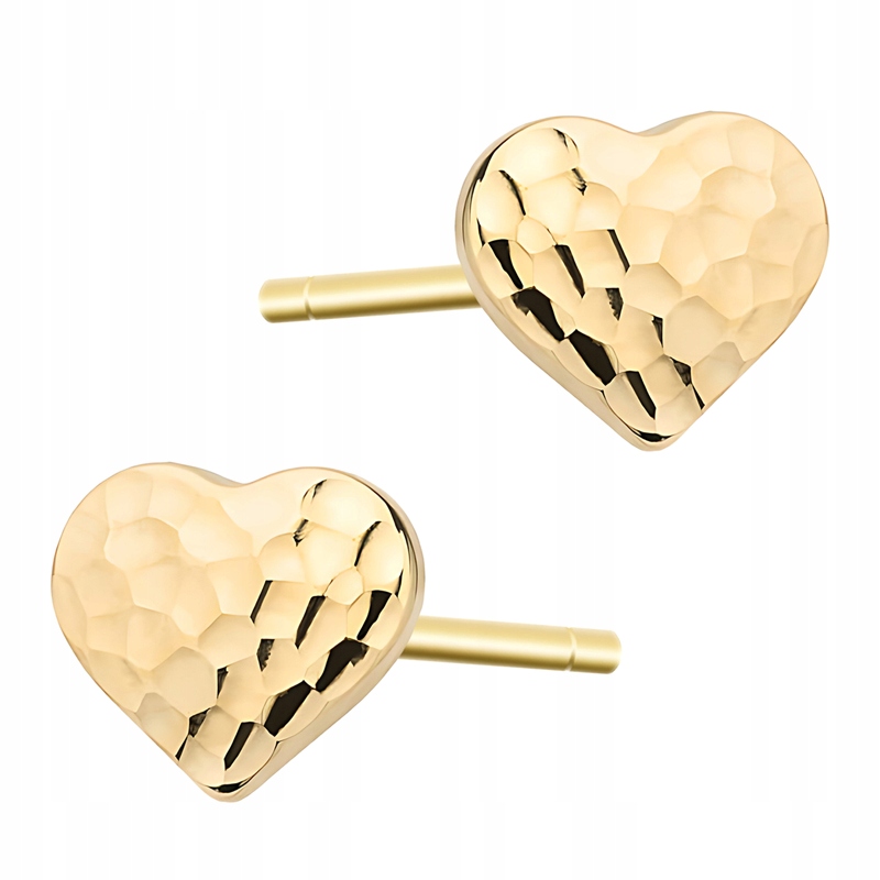 Zlaté Náušnice Dámské Dýka pr. 585 Diamantové srdce 14k