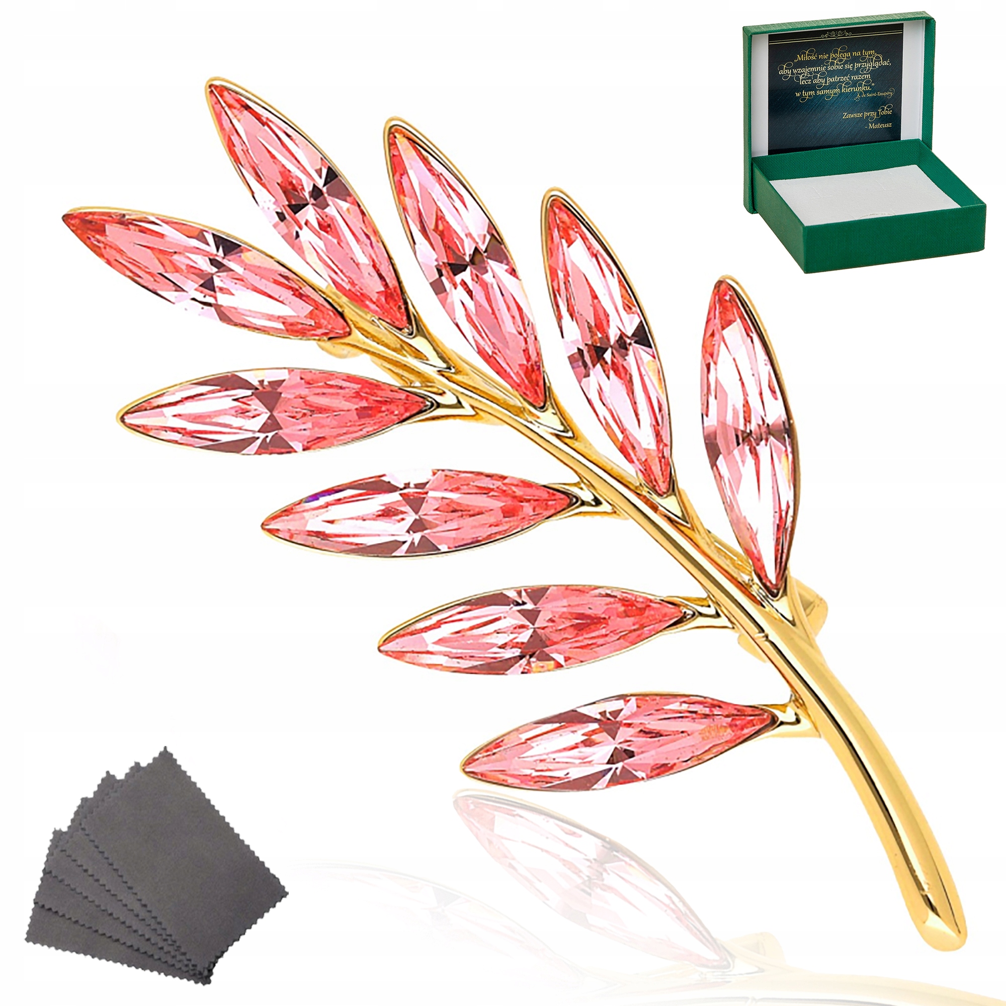 Zlatá Brož Rose Crystal Dárek Gravírování 18K
