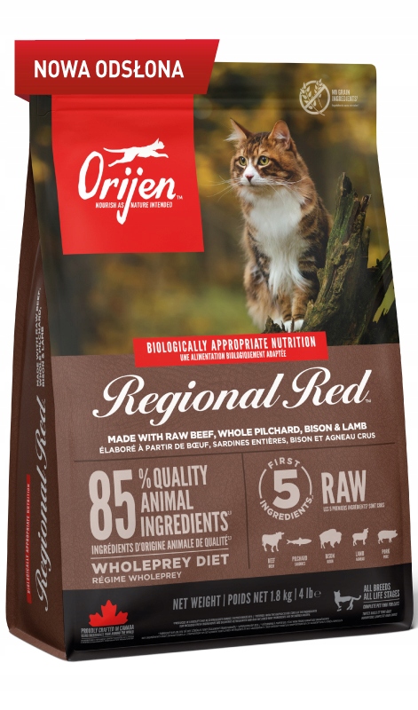 Orijen Regional Red Cat 1,8kg Krmivo pro kočky s červeným masem
