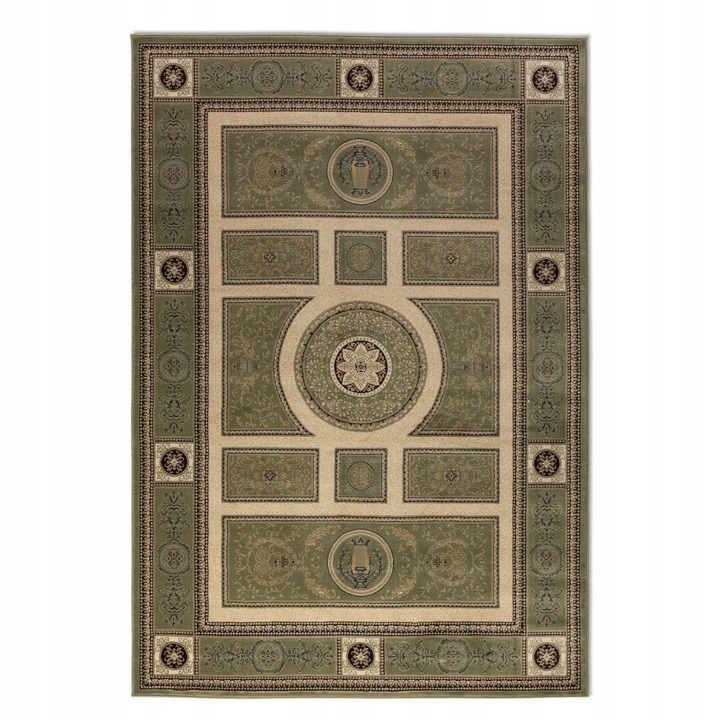 Koberec do obývacího pokoje 120 x 170 cm, klasický krémově zelený vzor