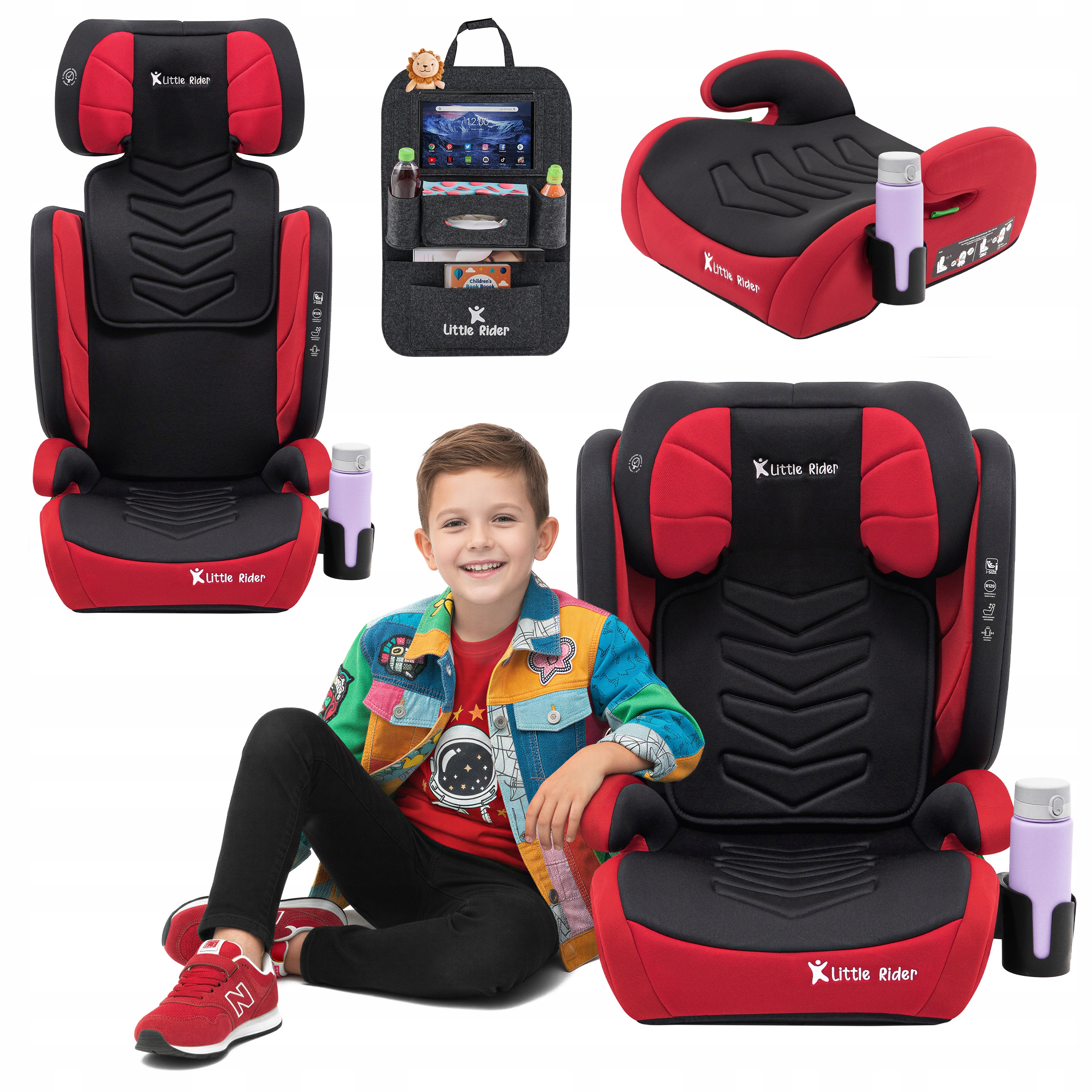 Fotelik Samochodowy 2w1 Podstawka 15-36kg Duży 100-150cm i-Size +organizer