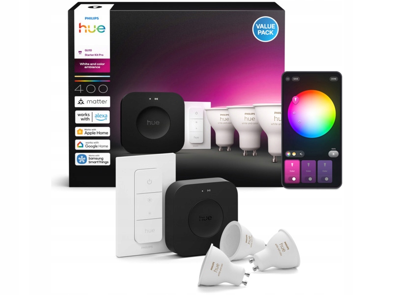 Zestaw startowy Philips Hue 929003666513 4.2 W GU10 3 szt. mostek regulator