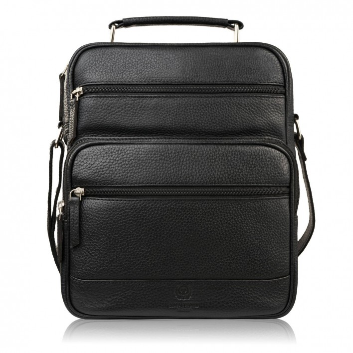 Pánská taška přes rameno kabelka přes rameno kožená černá pro práci Paolo Peruzzi
